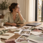 Hochzeitsplanung überfordert? Der 30-Minuten-Reset gegen Pinterest-Chaos Braut bei einer bewussten Pause zwischen Hochzeitsinspirationen und Planungsunterlagen
