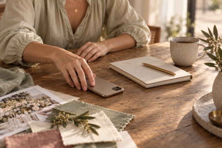 Braut legt bei der Hochzeitsplanung bewusst ihr Smartphone weg