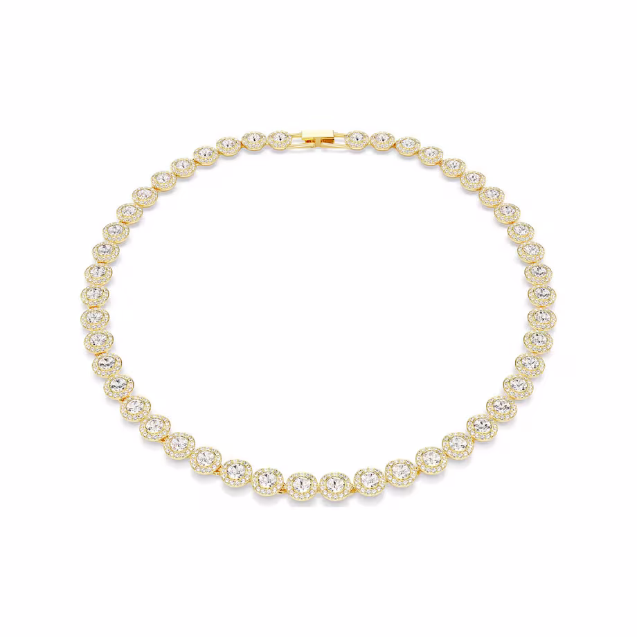 Goldfarbene Swarovski Una Halskette mit runden Kristallen