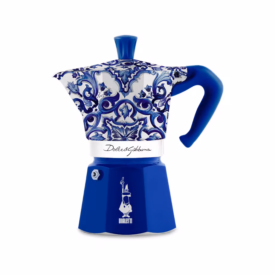 Bialetti Dolce und Gabbana Moka Express in Weiss und Blau